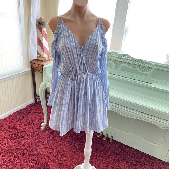 ZARA Basic Wrap Cold Shoulder Frill Ruffle Romper - Picture 3 of 11